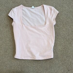 Garage square neck baby pink top